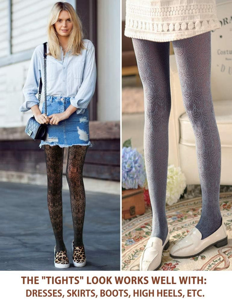 Womens Colorful Hollow Out Knitted Tights - Patterned Lace Stockings