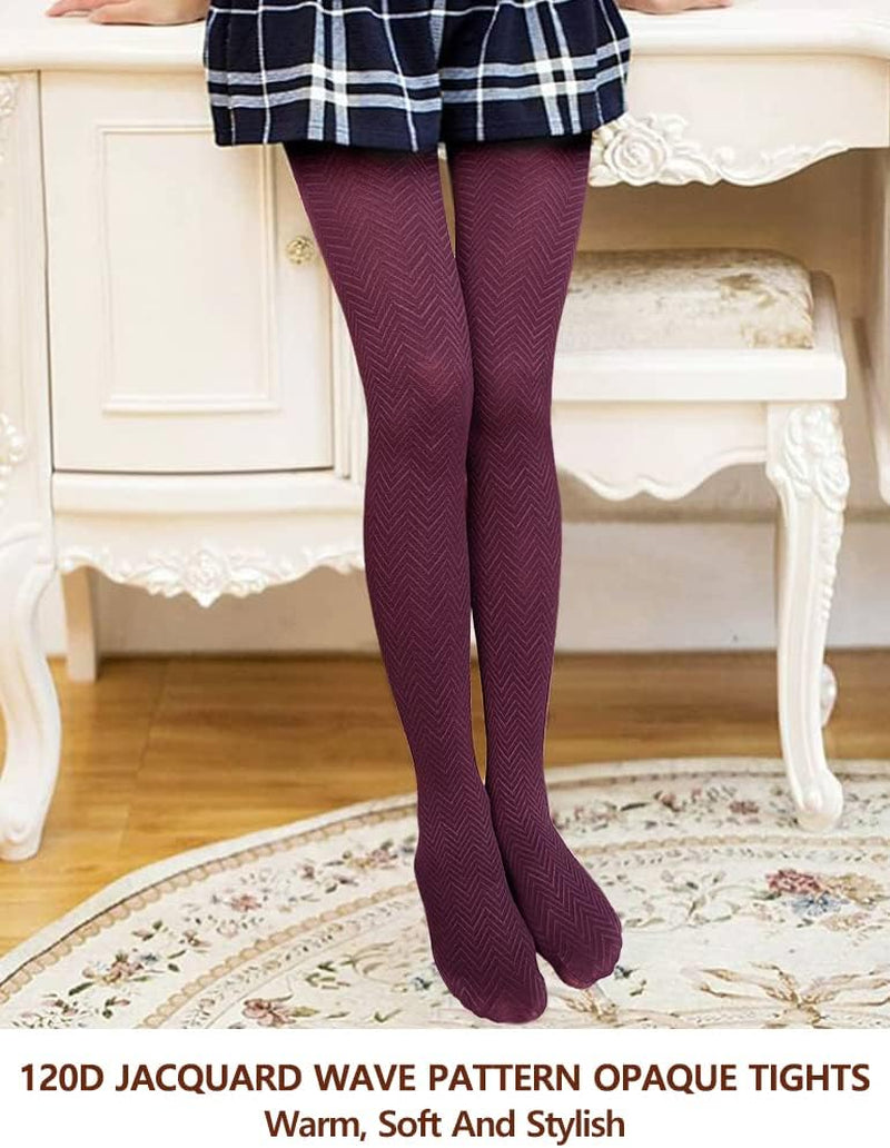 Womens 120D Wavy Pattern Opaque Tights Jacquard High Waist Pantyhose