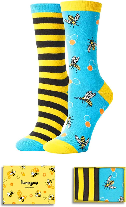 Funny Bee Socks Bumble Bee Gifts, Striped Socks Bee Keepers Gift Bee Accessories for Women